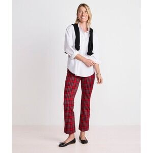 Vineyard Vines Red Plaid Wool Blend Straight Leg Pants Women's Size 6